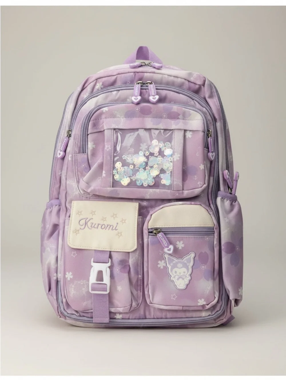 Kids kuromi Purple Backpack with Sequin Pocket